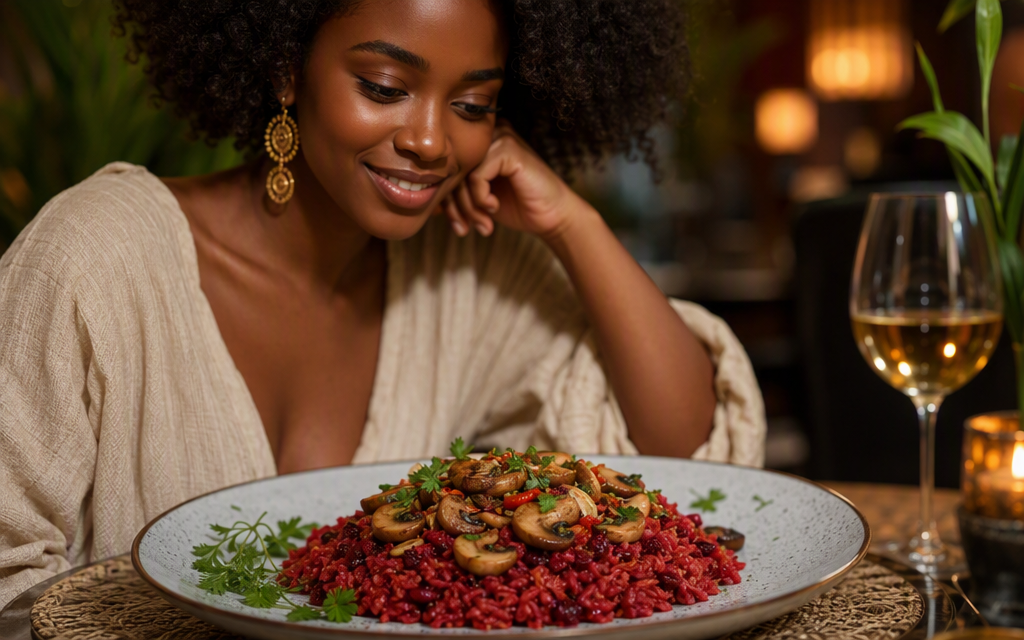 French-Caribbean Beet and Mushroom Rice